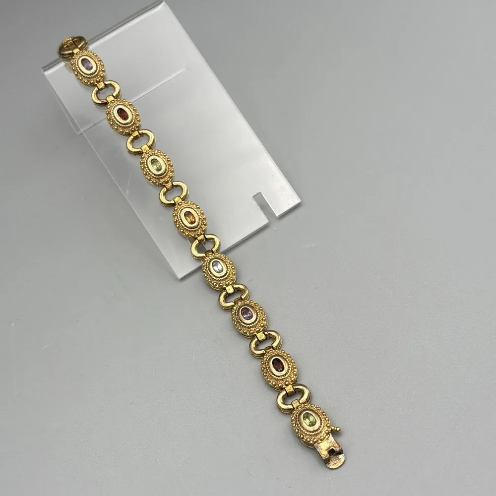 Ross Simons 18k Gold Plated Sterling Silver Bracelet Gemstone Etruscan Revival 7